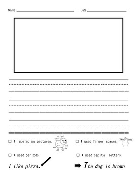 Preview of Kindergarten/ First Grade Writing Paper with Checklist