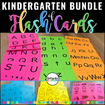 Preview of Kindergarten Flash Cards BUNDLE - Alphabet Letters, Numbers, 2D and 3D Shapes