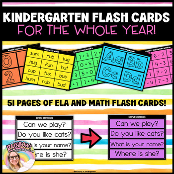 Preview of Kindergarten Flash Cards | Phonics Math ELA | Flash Cards for Kindergarten
