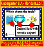 Kindergarten Florida BEST ELA Reading TASK CARDS K.R.2 Inf