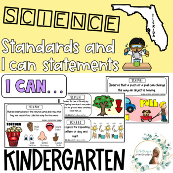 Preview of Kindergarten Florida NGSSS Science Standards and I can statements