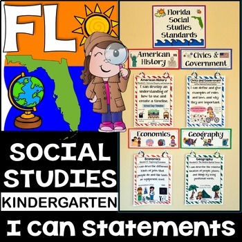 Preview of Kindergarten Florida Social Studies Standards I Can Statements Florida Standards