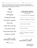 Kindergarten Fluency Passages Assessment