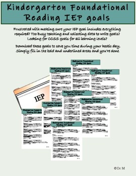 Preview of Kindergarten Foundational Reading IEP goals