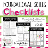 Kindergarten Foundational Skills Monthly Checklists