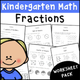 Kindergarten Fractions Worksheet Pack | Math Activities