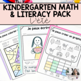 Kindergarten French Summer Math & Literacy Worksheets | NO PREP