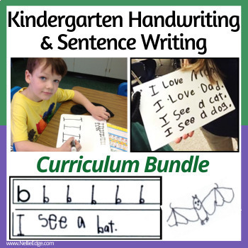 Preview of A-Z Kindergarten Handwriting, Sentence Writing, & Drawing Curriculum BUNDLE