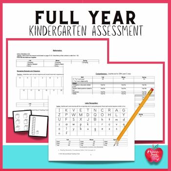 Preview of Kindergarten Full Year Assessment Packet Based on Common Core Standards