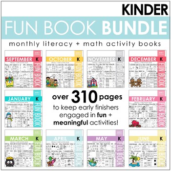 Preview of Kindergarten Fun Book Bundle - NO PREP Math + Literacy Skillbuilders