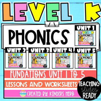 Preview of Kindergarten Fun Phonics Unit 1-5 Lesson slides and worksheets