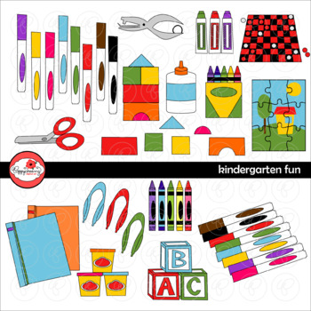 Preview of Kindergarten Fun School Supply Clipart by Poppydreamz