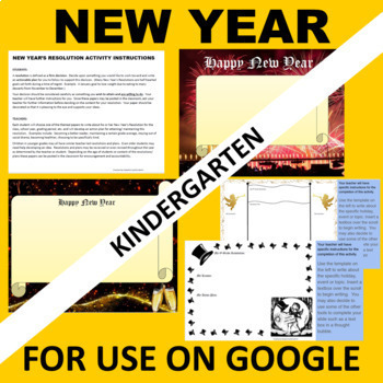 Preview of Kindergarten GOOGLE New Year's Writing Activity Templates