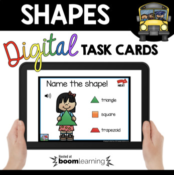 Preview of Kindergarten Geometry Boom Cards™ 2D Shapes and 3D solids Digital task cards