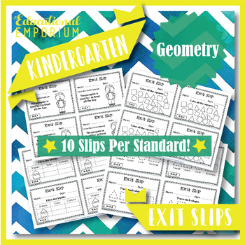 Preview of Kindergarten Geometry Exit Slips ⭐ Geometry Math Exit Tickets