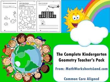 Preview of Kindergarten Geometry Teacher's Pack - Complete Core Aligned