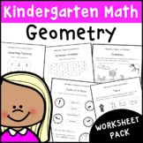 Kindergarten Geometry Worksheet Pack | Math