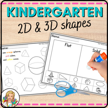 Preview of Kindergarten Geometry 2D and 3D Shapes Activities and Assessments
