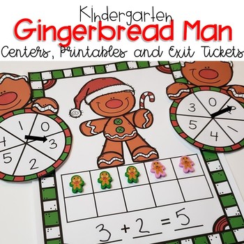 Preview of Kindergarten Gingerbread Math Centers, Exit Tickets and Printables