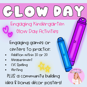 Preview of Kindergarten Glow Day Centers or Activities - End of Year or Holiday Games