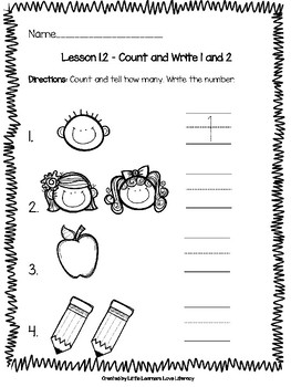 Kindergarten Go Math Chapter 1 - Numbers 0-5 Worksheets ...
