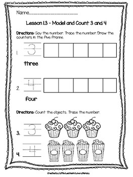 Kindergarten Go Math Chapter 1 - Numbers 0-5 Worksheets/Homework