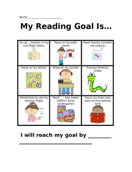 Preview of Kindergarten Goal Setting Sheet - Reading