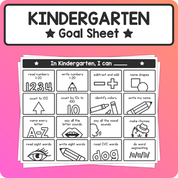 Preview of Kindergarten Goals Sheet – Common Core Kindergarten Goal Setting Activity