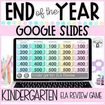Preview of End of the Year Kindergarten GOOGLE SLIDES ELA Review Game