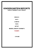 Kindergarten/Grade 1 Reports and Targets
