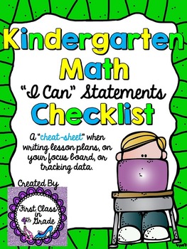 Preview of Kindergarten Grade Common Core Math "I Can" Checklist (Ink Saver)