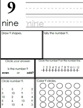 Preview of Kindergarten / Grade One: Number Practice (Number 9)