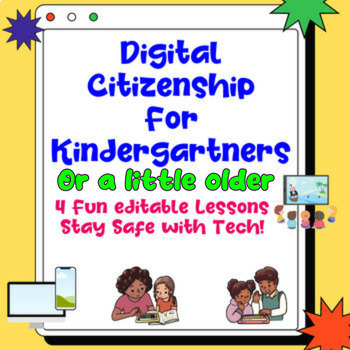 Preview of Digital Citizenship Technology Unit - 4 Lessons Kindergarten First Second Grade