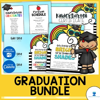 Preview of Kindergarten Graduation Bundle - Editable Invitations, Certificates, & Programs