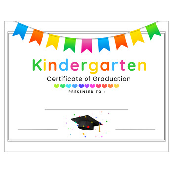 Preview of Kindergarten Graduation Certificate of Completion Bright Rainbow Colorful