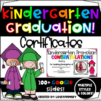 Preview of Kindergarten Graduation Certificates | Google Slides | Distance Learning