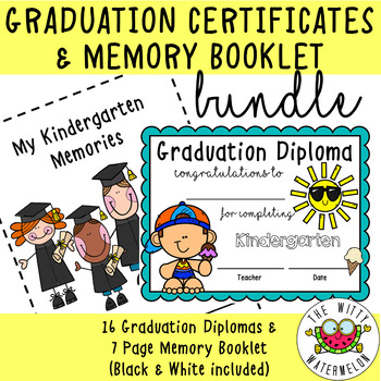 Preview of Kindergarten Graduation Certificates & Memory Booklet BUNDLE