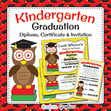 Kindergarten Graduation Diploma and Invitation Cute Owl Aw