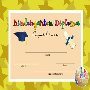 Kindergarten Graduation: Editable Diplomas & Certificates End of the ...