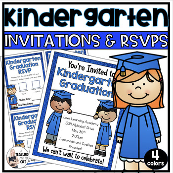 Preview of Kindergarten Graduation Editable Invitation and RSVP Cards