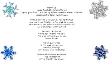 Kindergarten Graduation Song We Will Go By Kristina Varnell Tpt