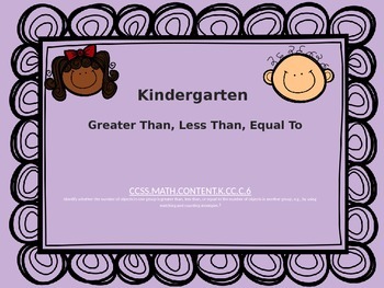 Preview of Kindergarten Greater Than, Less Than, Equal To