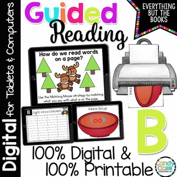 Preview of Kindergarten Guided Reading Level B Activities Google Slide Digital Resource