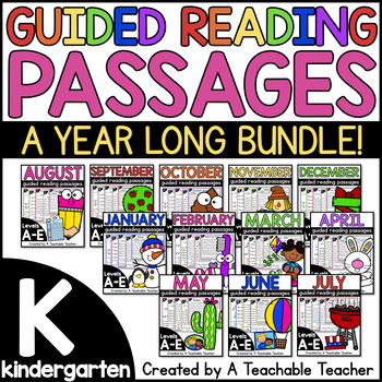 Preview of Kindergarten Leveled Reading Passages with Comprehension Question Guided Reading