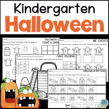 Preview of Kindergarten HALLOWEEN Reading Activities & Math Worksheets Numbers Letters