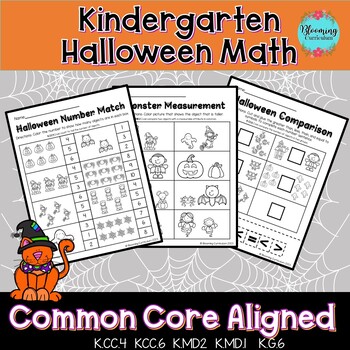 Preview of Kindergarten Halloween Math Worksheets | No Prep