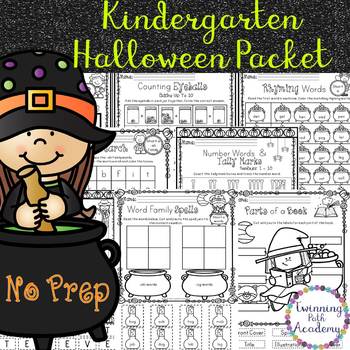 Kindergarten Halloween Packet | No Prep | ELA & Math by Twinning Path ...