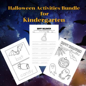 Preview of Kindergarten Halloween Vocabulary Words Activities Word Walls Writing Bundle 