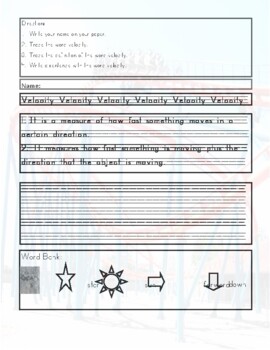 Preview of Kindergarten Handwritng and Sentence Practise  Velocity