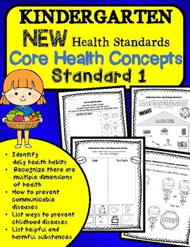 Preview of Kindergarten Health Worksheets: Core Concepts | NEW Health Standard 1